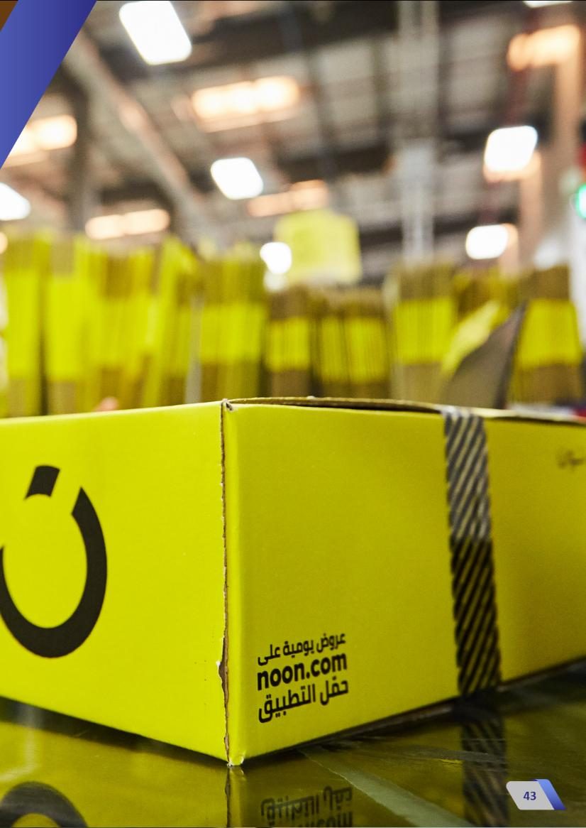 Noon.com distribution — packaged product ready for dispatch