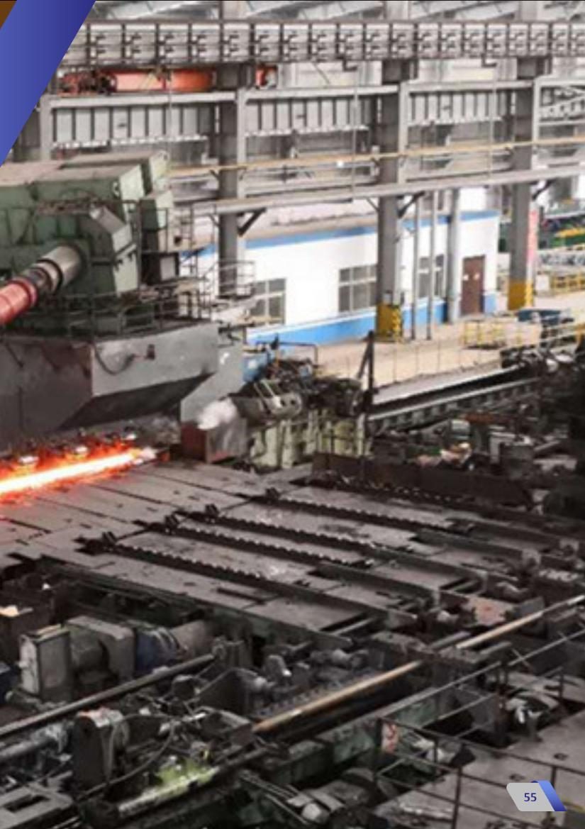 Hot steel rolling through the United Steel Industries line
